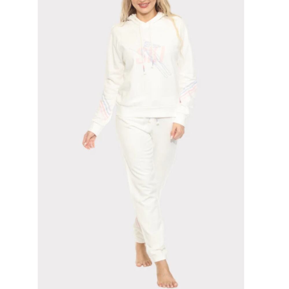 New P.J. SALVAGE Women's Ivory Mountain Bound Ski Hoodie Lounge Set Size XL